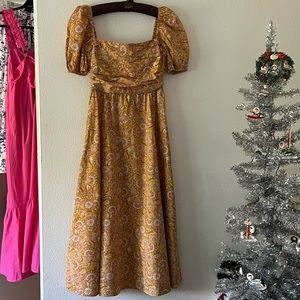 {OPT} Anthropologie Brand New Mustard Paisley Midi Dress